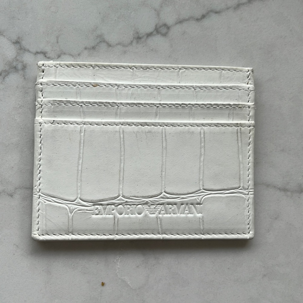 White emporio armani wallet card holder